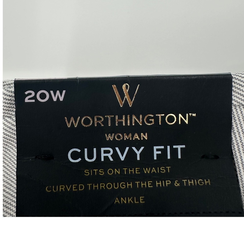 Worthington Curvy Fit Ankle Pants Grey Stripe Plus Size 20W NWT Minimalist chic - Picture 4 of 7